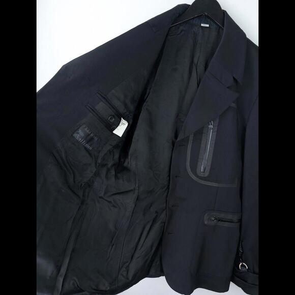 [SOLD] JOHN GALLIANO Men's Sz IT 54 US 44 XL Black Wool Gabardine Utility Jacket - Picture 10 of 15